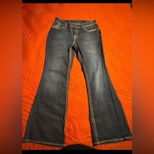 Zanadi Indigo woman Junior flared Wide Leg Jeans. Size 10P